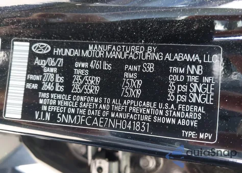 2022 Hyundai Tucson Sel z USA, uszkodzony, nr VIN 5NMJFCAE7NH041831